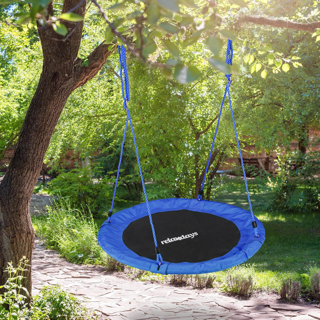 Relaxdays Unisex – Erwachsene, blau Nestschaukel, rund, für Kinder & Erwachsene, verstellbar, Ø 90 c