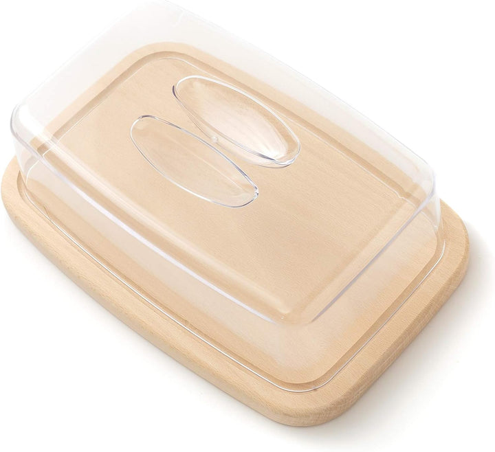 Tuuli Kitchen Käseglocke Käsebrett Käseplatte Holzbrett aus Holz Buche Natur Plastik Aufbewahrung vo