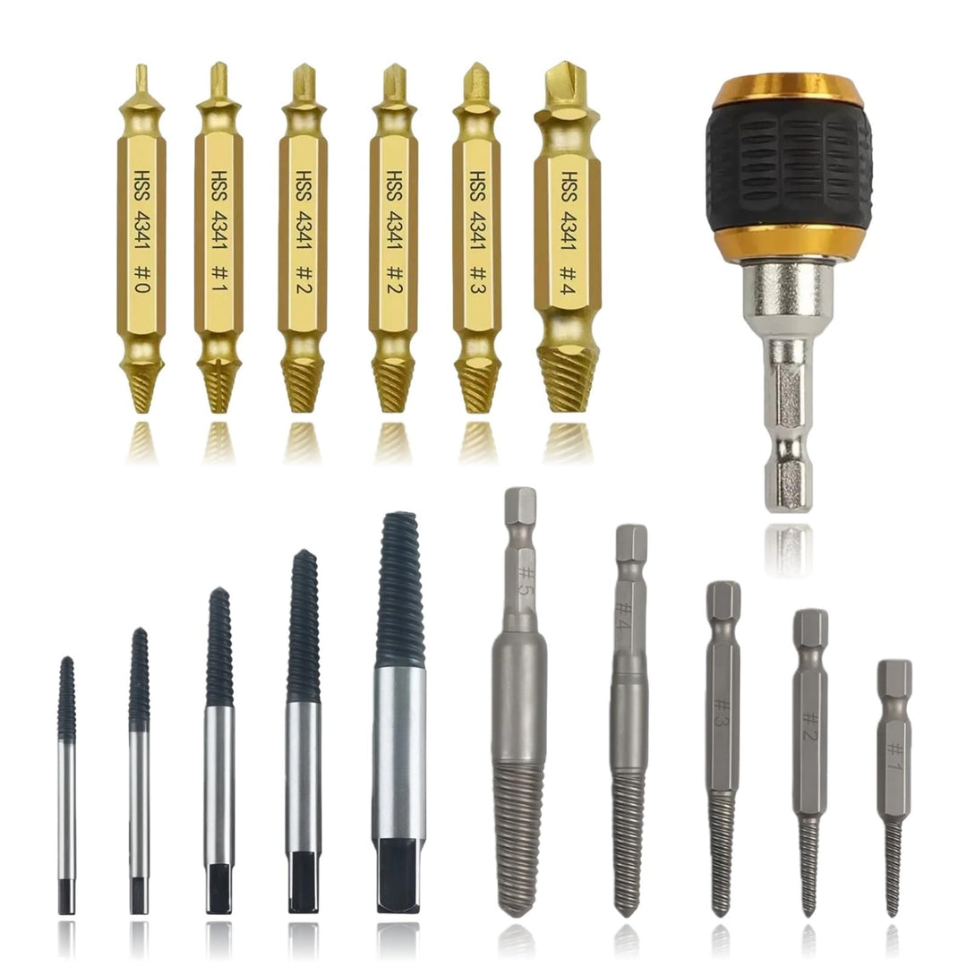 Schraubenausdreher Set, 17-teilig aus HSS 4341, Linksausdreher Set, Schrauben Entferner, Spiral Scre