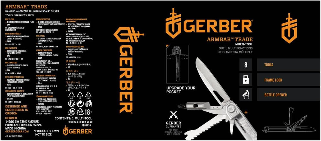 Gerber Taschenmesser mit 8 Funktionen, Multitool mit glatter Klinge, Schraubendreher mit Wechselbit,