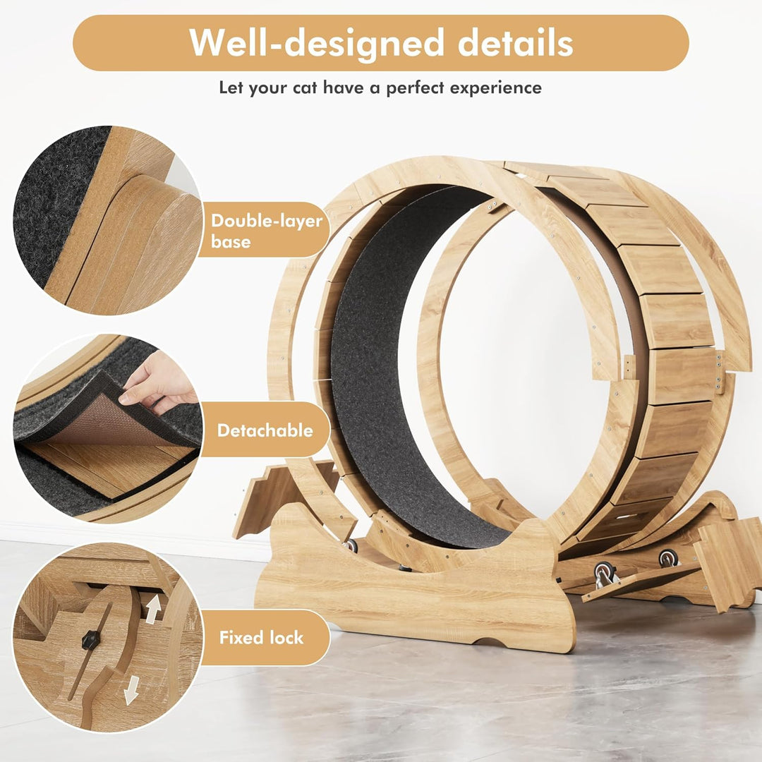 Mondeer Katzenlaufrad, 90cm Laufband mit Abnehmbaren Teppichboden für Indoor Katzen, für Kleines Mit