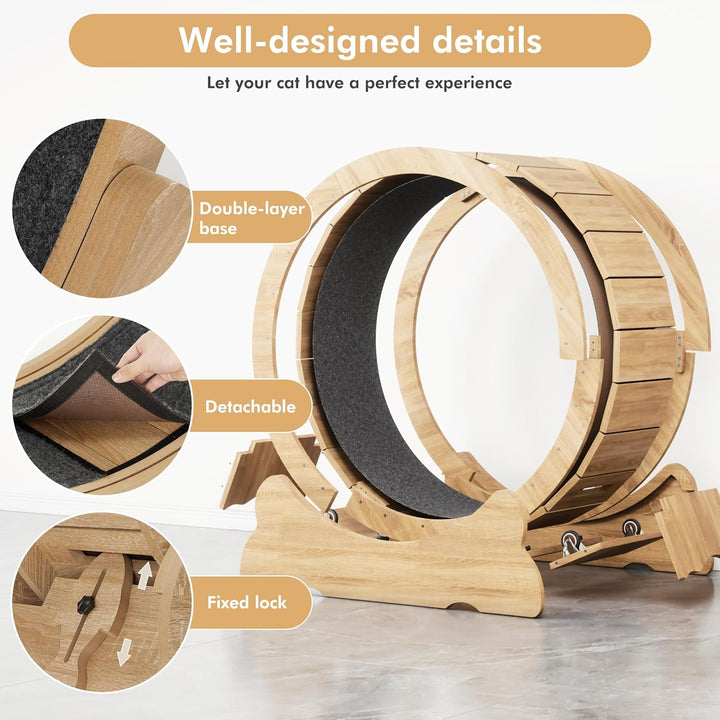 Mondeer Katzenlaufrad, 90cm Laufband mit Abnehmbaren Teppichboden für Indoor Katzen, für Kleines Mit