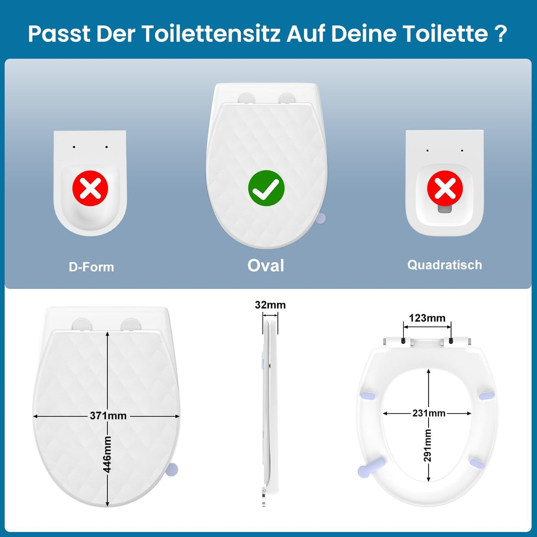 Toilettendeckel mit Absenkautomatik Oval, Weiss, WC Sitz mit Schnellverschluss - Einfach zu Reinigen