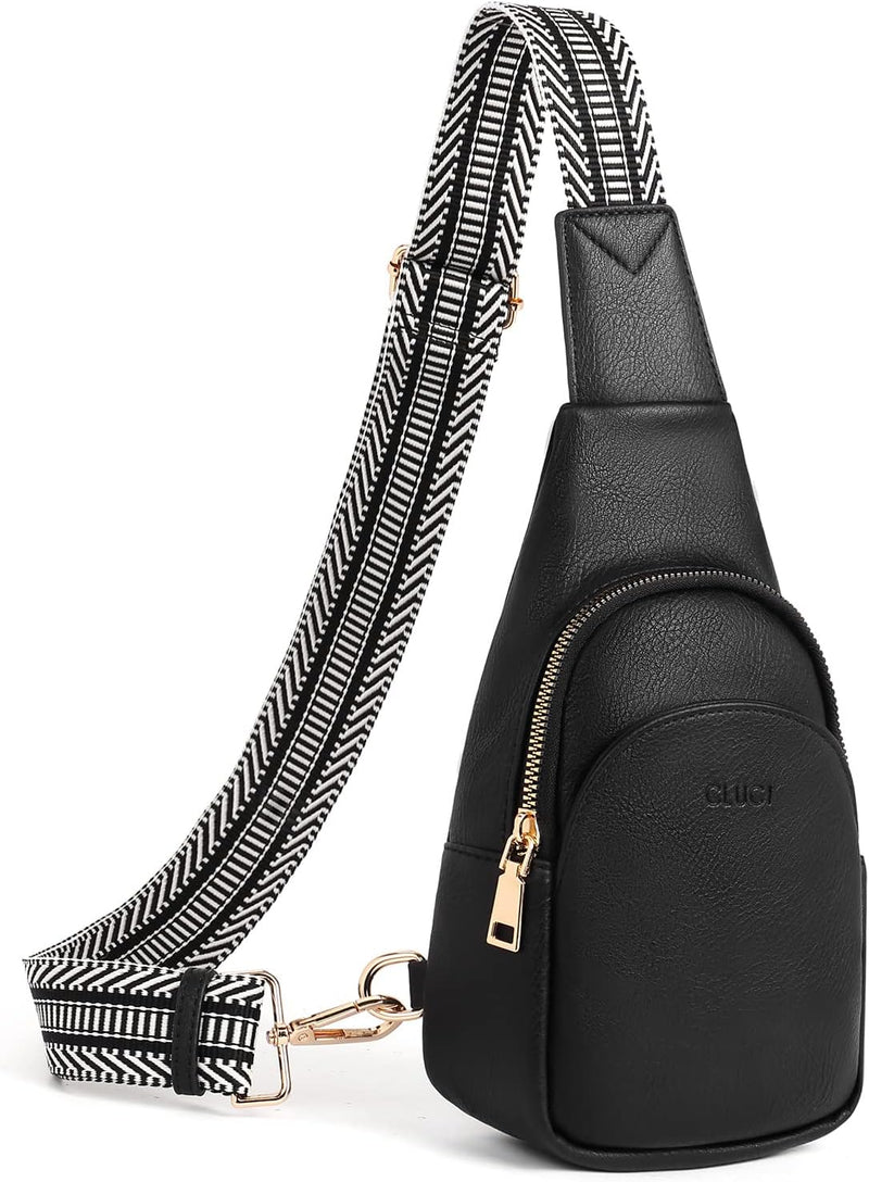 CLUCI Sling Bag Klein Brusttasche, Damen PU Leder Crossbody Umhängetasche Bauchtasche für Reisen, Ei