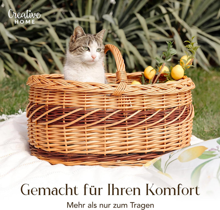 Creative Home Grosse Picknickkorb Weidenkorb mit Henkel Einkaufskorb | 52 x 35 x 36 cm (+/- 1 cm) |