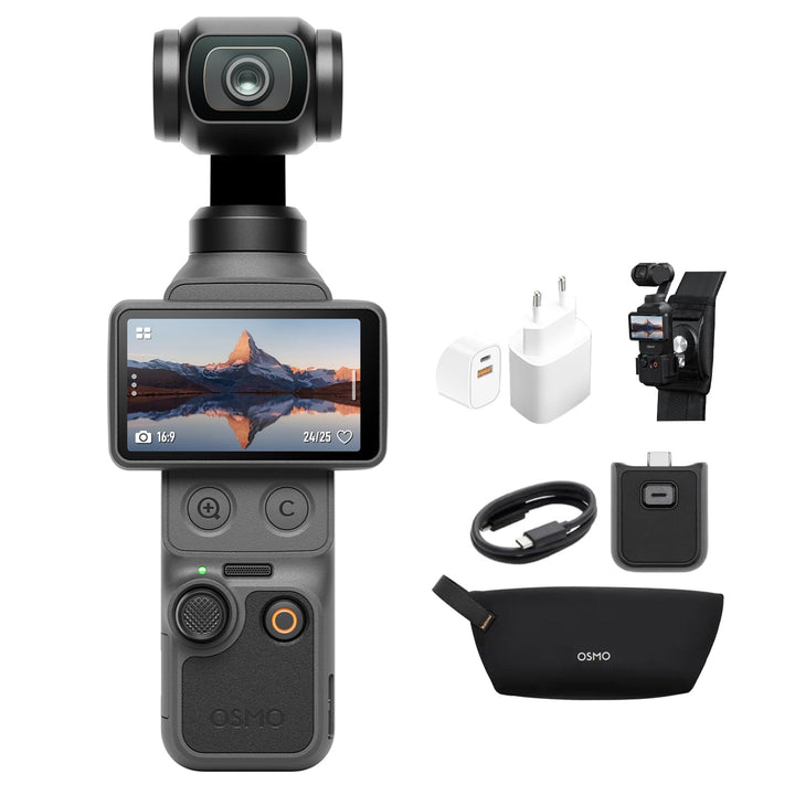 DJI Osmo Pocket 4 Essential Combo, Pocket Gimbal Vlog Kamera, 1″ CMOS und 4K/240fps, 3‑Achsen-Stabil