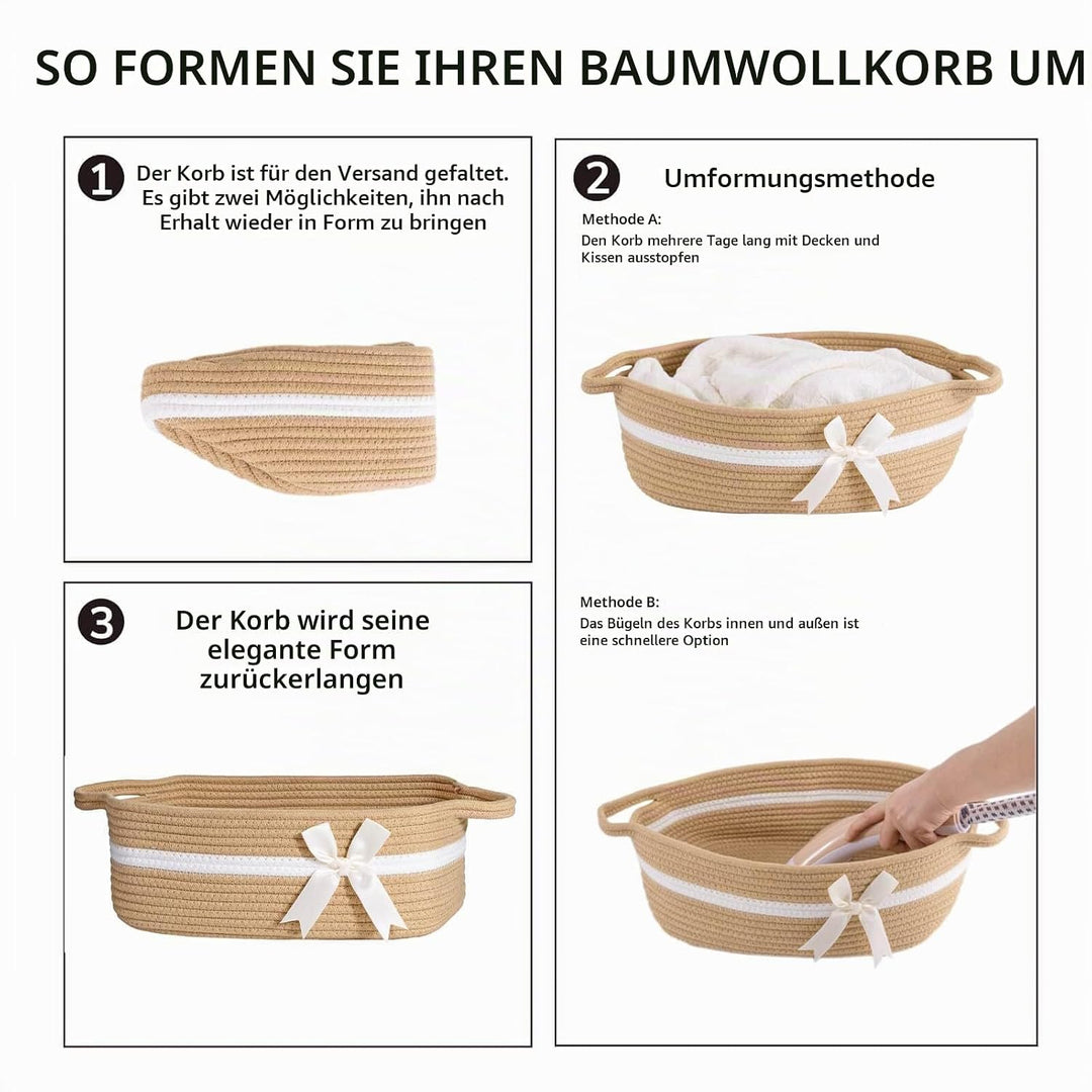 TIMEYARD Aufbewahrungskorb, Geschenkkorb Leer, Baumwolle Organizer für Handtücher, Snacks, Hundespie