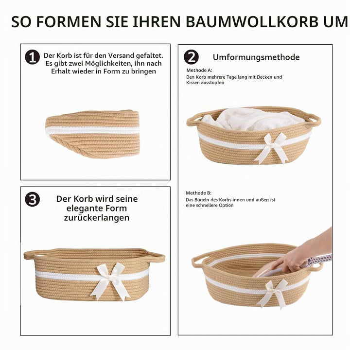 TIMEYARD Aufbewahrungskorb, Geschenkkorb Leer, Baumwolle Organizer für Handtücher, Snacks, Hundespie