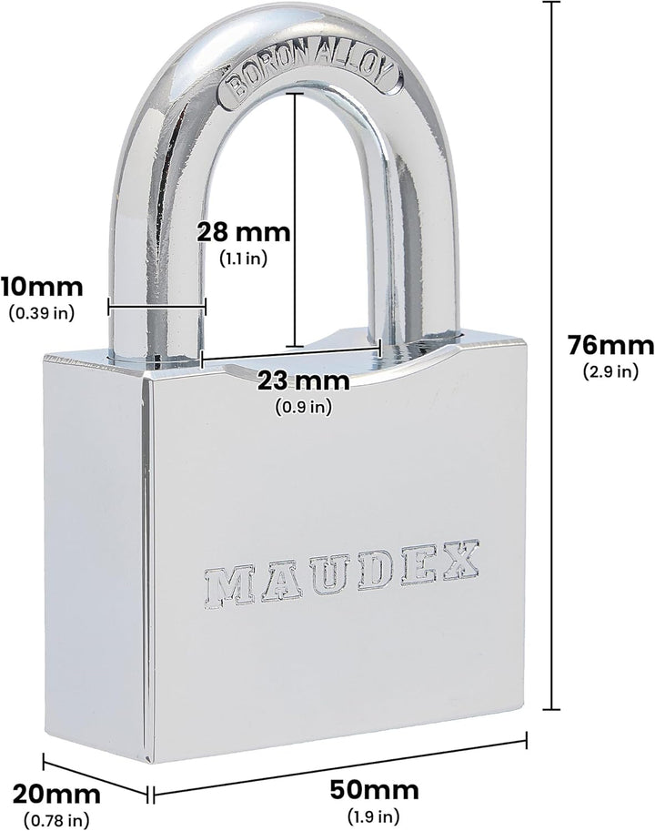 Maudex® RPB50 Hochleistungs-Vorhängeschloss – 10 mm gehärteter, schnittfester Bügel, wetterfester Ch