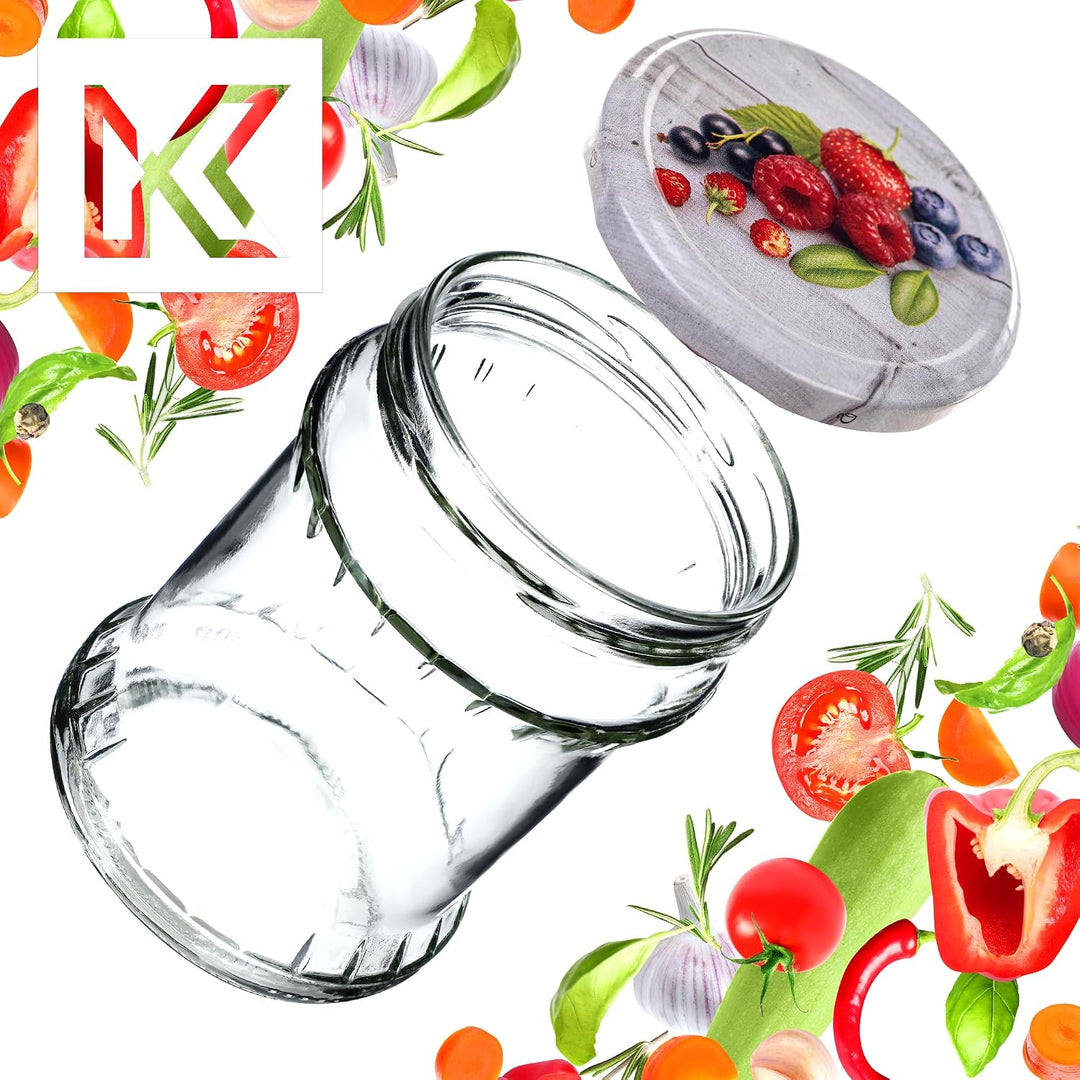 KADAX 24er Set Einmachgläser 500ml TO82 Himbeeren, Sturzgläser Mason Jar mit Schraubdeckel, Luftdich