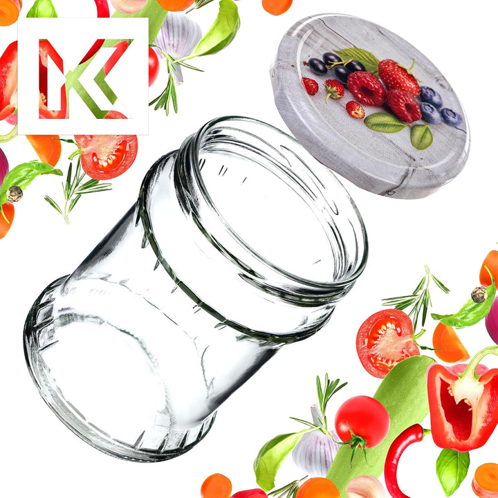 KADAX 24er Set Einmachgläser 500ml TO82 Himbeeren, Sturzgläser Mason Jar mit Schraubdeckel, Luftdich
