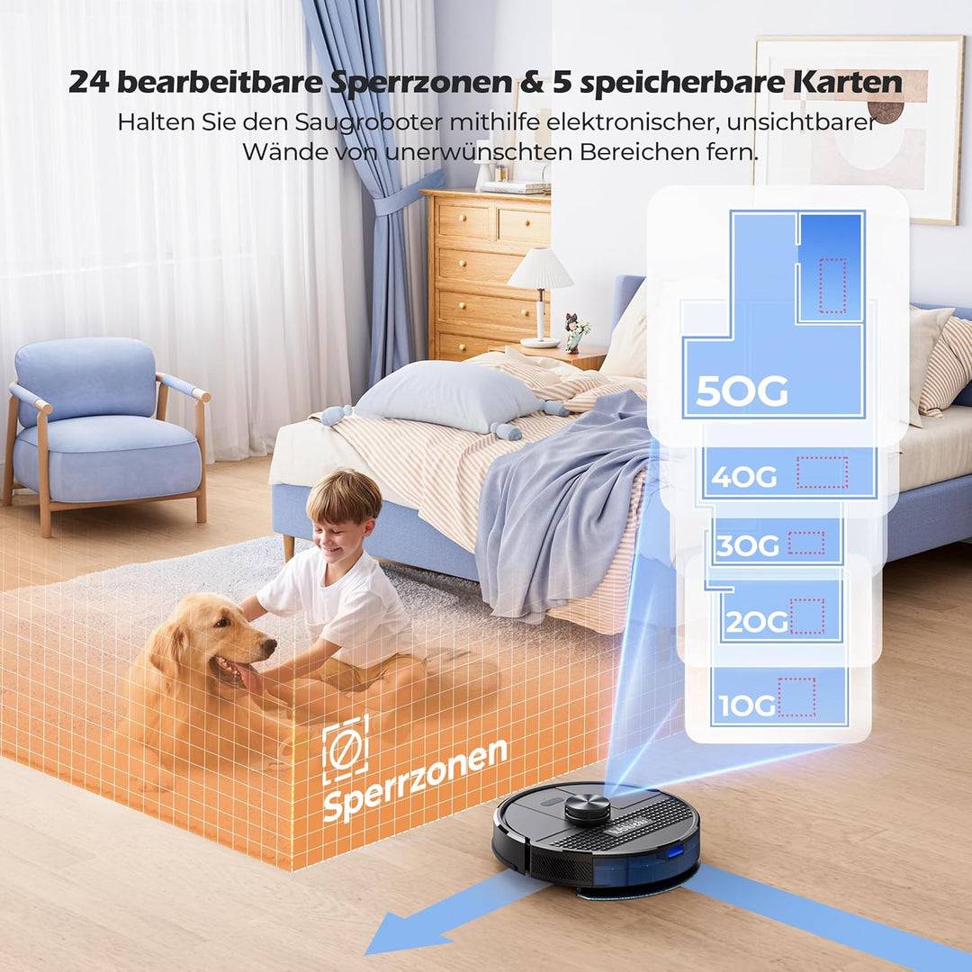 Lubluelu Saugroboter mit Absaugstation 3-in-1, 5000Pa Staubsauger Roboter mit Wischfunktion, Roboter