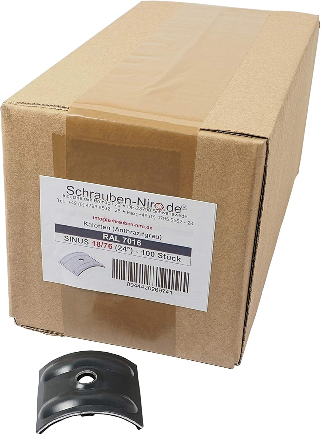 200 Kalotten Anthrazitgrau RAL 7016 Aluminium 24° für Sinus Profil 76/18 Wellplatten Lichtplatten