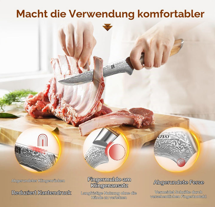 XINZUO 14.9cm Damaststahl Ausbeinmesser, Filetiermesser 73 Schichten Damastpulverstahl Profi Küchenm