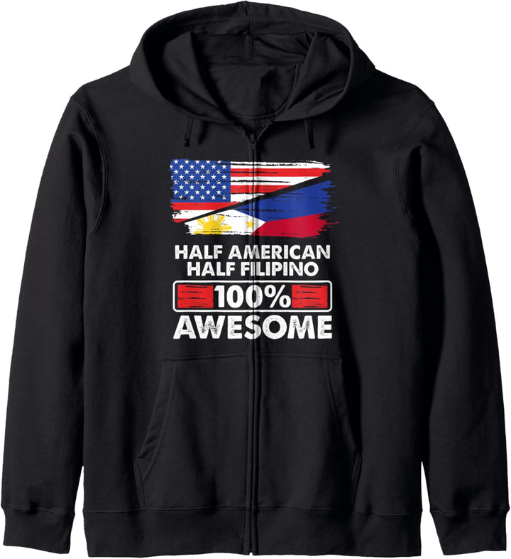 Vintage Flag Half American Half Filipino Roots 100% Awesome Kapuzenjacke