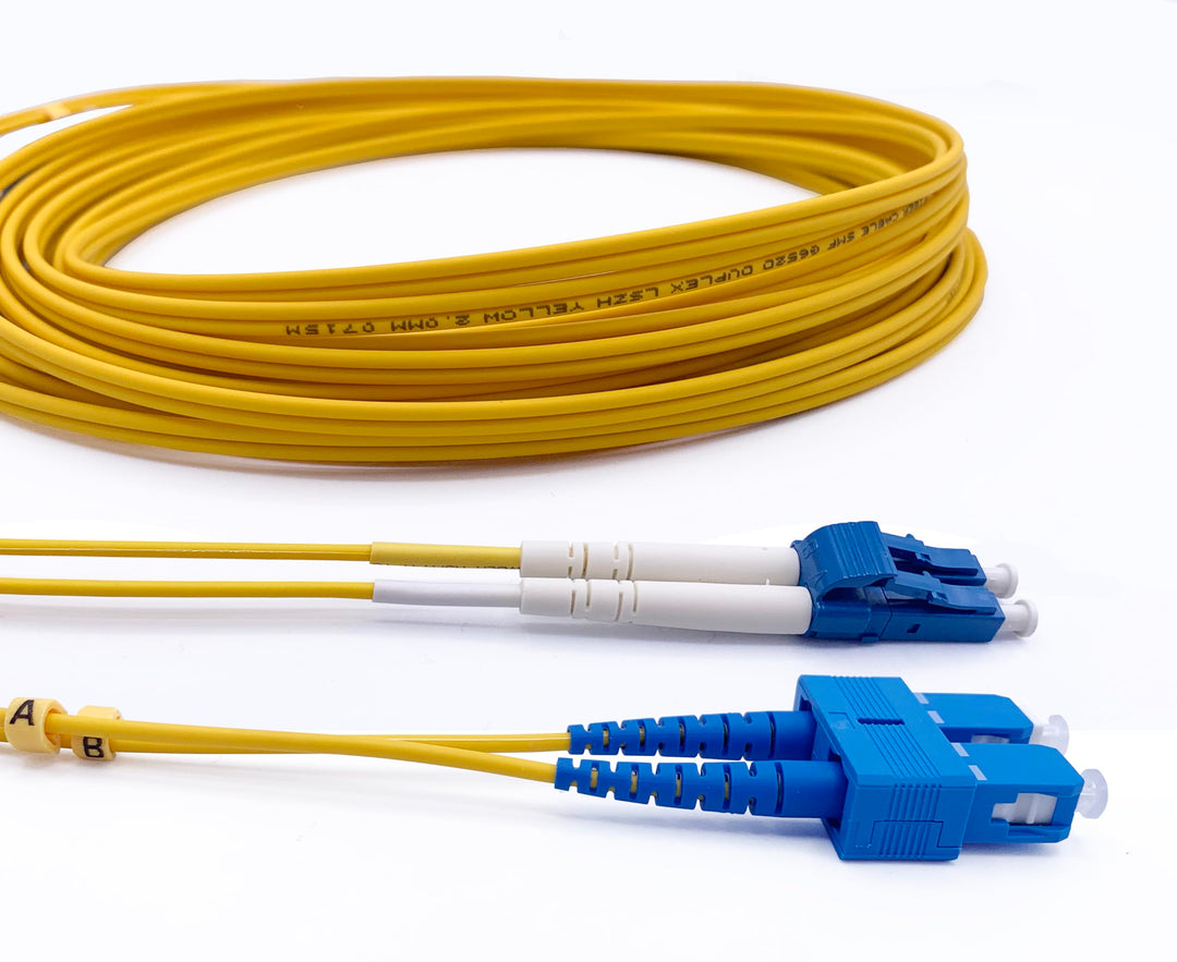 Elfcam® - 10m Glasfaser-kabel LWL LC/UPC zu SC/UPC, Glasfaser Patchkabel OS2 Singlemode Duplex 9/125
