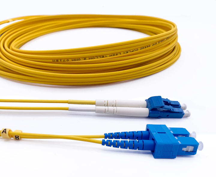Elfcam® - 10m Glasfaser-kabel LWL LC/UPC zu SC/UPC, Glasfaser Patchkabel OS2 Singlemode Duplex 9/125