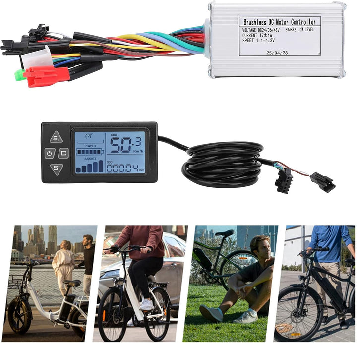BuyWeek Elektrofahrrad Brushless Motor Controller Kit, 36V 48V 250W 350W 17A 3 Modus Sinuswellen Mot