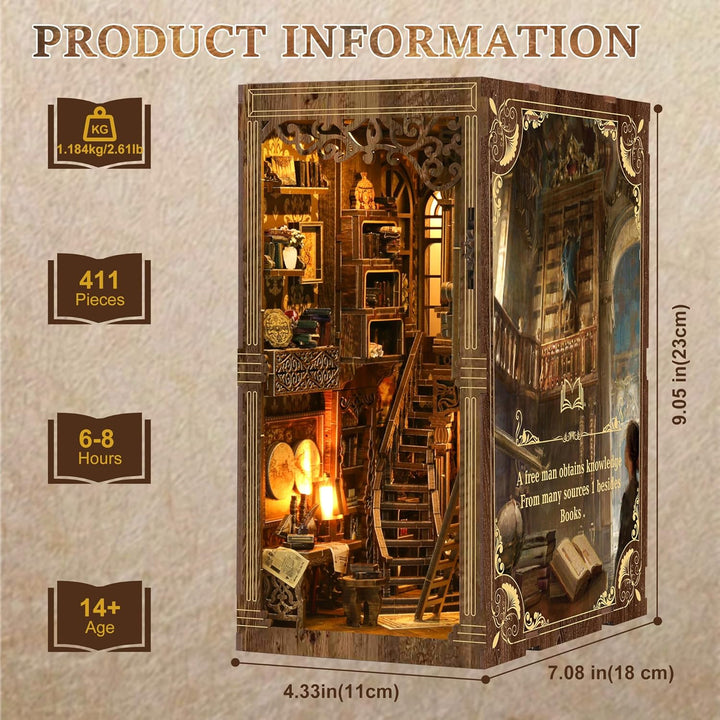 Book Nook Kit für Erwachsene - CRIOLPO DIY Miniatur Haus Holzpuzzle 3D Puppenhaus - Buchstütze für B