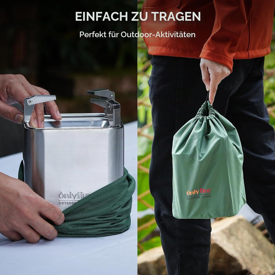 onlyfire Tischkamin mit Topfhalter und Tragetasche, 2 in 1 Feuerstelle Outdoor Quadratisch, Feuersch