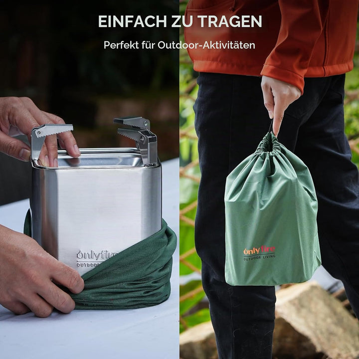 onlyfire Tischkamin mit Topfhalter und Tragetasche, 2 in 1 Feuerstelle Outdoor Quadratisch, Feuersch