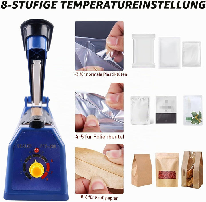 Folienschweissgerät, Heisssiegelgerät 300mm mit Temperaturkontrolle, Versiegelungsgerät, Tüten schwe