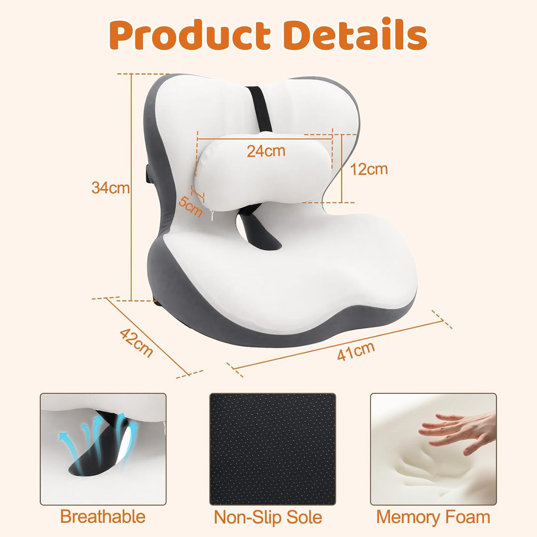 Orthopädisches Sitzkissen mit Rückenlehne, Ergonomische Steissbeinkissen aus Memory-Schaumstoff Anti