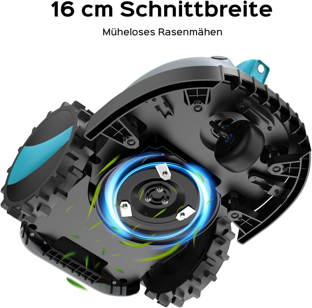 V100 Mähroboter ohne Begrenzungskabel, mit Vision-Navigation, Hindernisvermeidung(150 Arten), 4,0 Ah