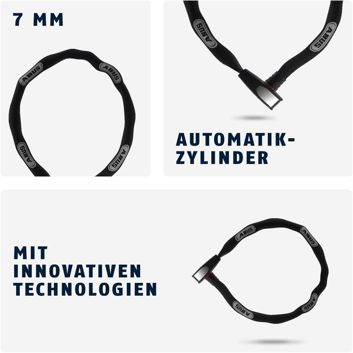 ABUS Kettenschloss Steel-O-Chain 8807K – Flexibles Fahrradschloss aus gehärtetem Stahl – ABUS-Sicher