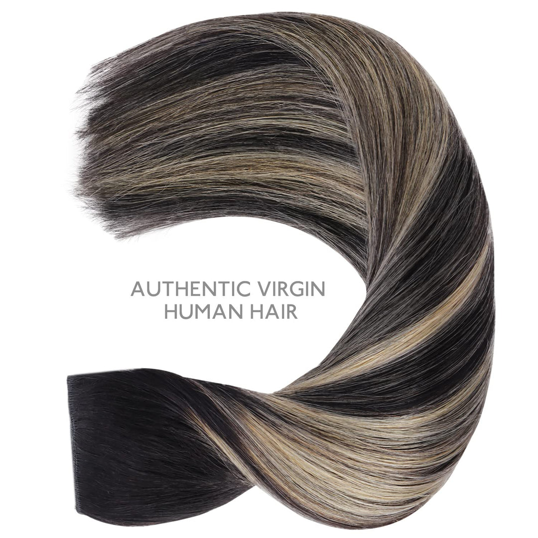 WENNALIFE Secret Hair Extensions Echthaar, 45cm 18 Inch 95g Balayage Natürliches Schwarz bis Hellblo