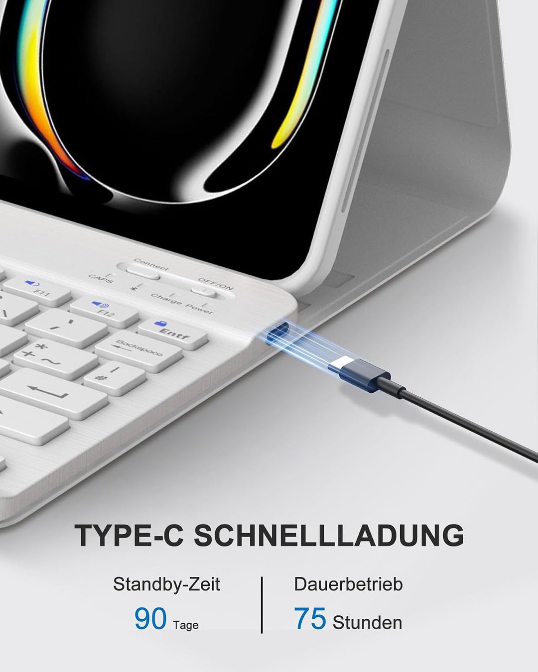 Für iPad Pro 11 M5/M4 (2025/2024) Hülle mit Tastatur QWERTZ | Hülle für iPad Pro 11" M5/M4 (2025/202
