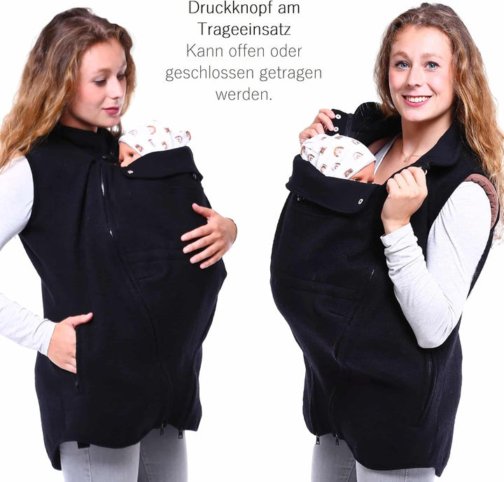 Viva la Mama - Wollweste Trageweste aus Wolle zum Babytragen Umstandsweste - PEVE - schwarz - L L Sc
