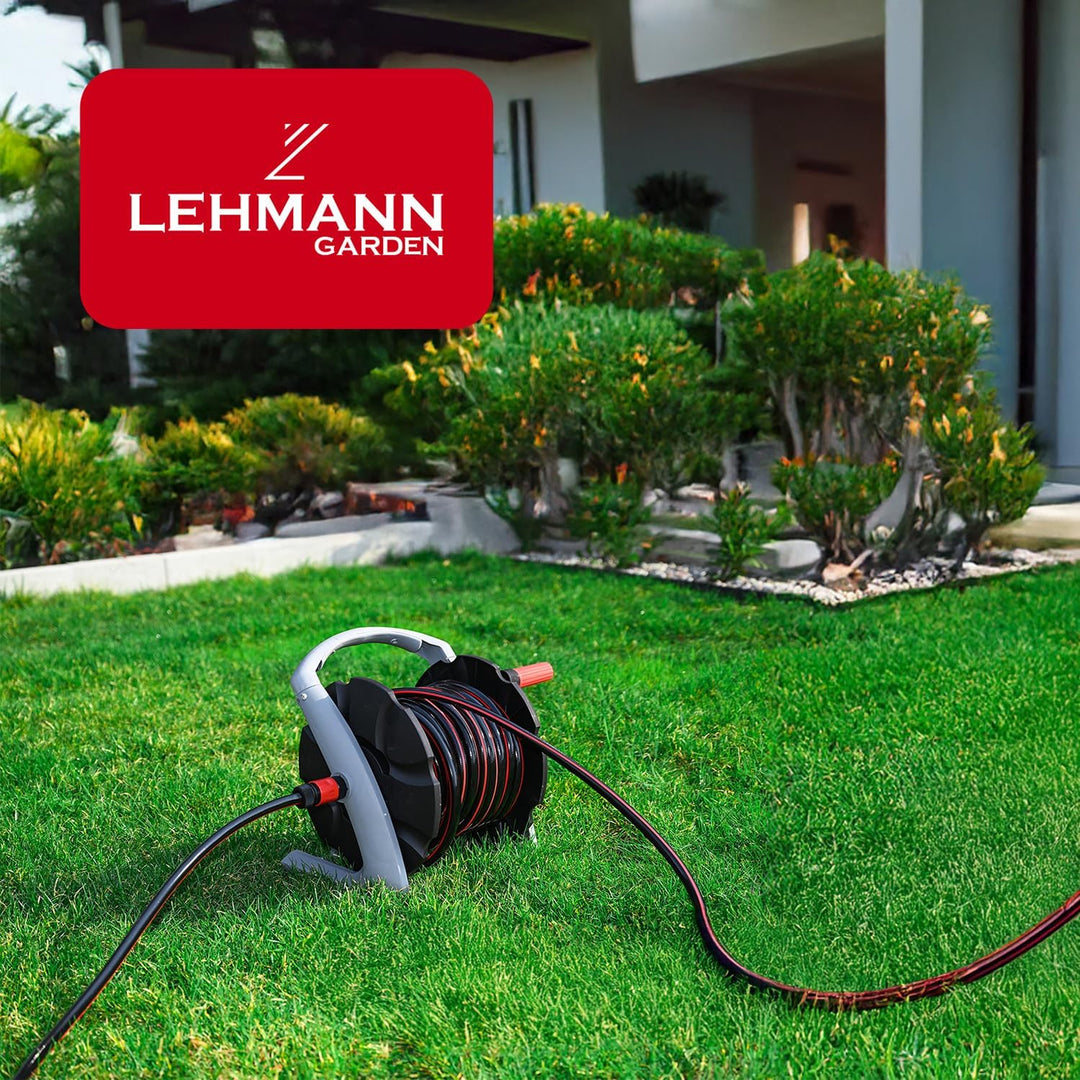 LEHMANN Schlauchtrommel für Gartenschlauch max. 20 m - Schlauchaufroller für 1/2" Schlauch - ohne Sc