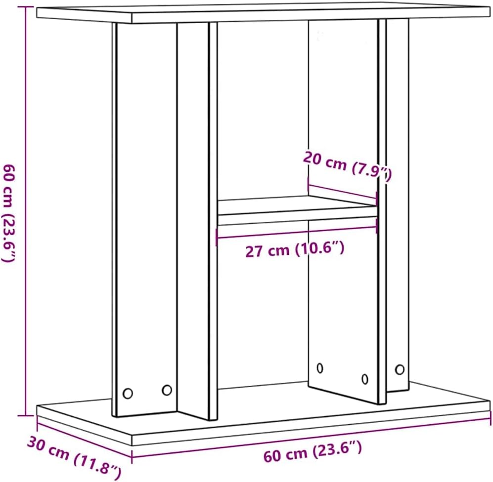 vidaXL Aquariumständer Aquarium Unterschrank Aquarienschrank 60 x 30 x 60 cm Altholz, 60 x 30 x 60 c