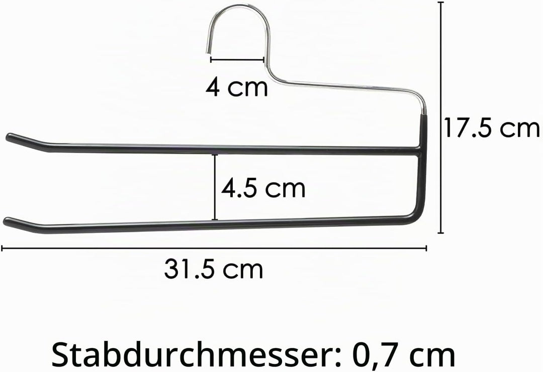 SHIMOYAMA Hosenbügel, 5 Pack, Hosen- und Kleiderbügel-Organisatoren, Doppelstabbügel mit offenen End