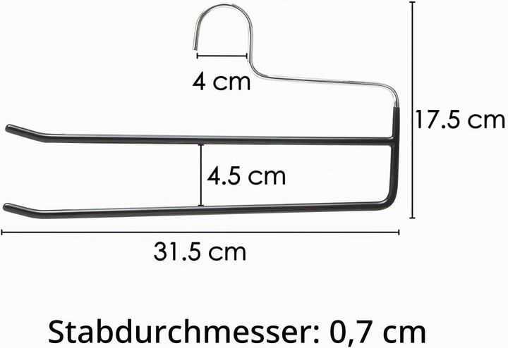 SHIMOYAMA Hosenbügel, 5 Pack, Hosen- und Kleiderbügel-Organisatoren, Doppelstabbügel mit offenen End
