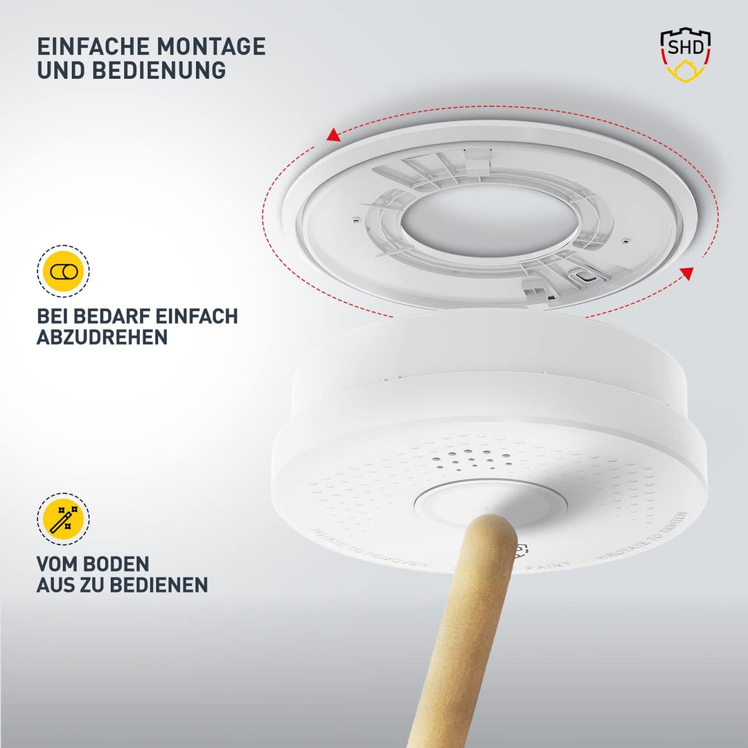 Rauchmelder 10er Set, 10 Jahre Garantie, DIN EN14604 geprüft, BSI Zertifiziert, 10 Stück Brandmelder