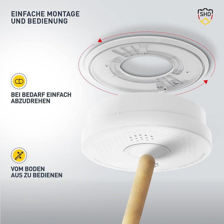 Rauchmelder 10er Set, 10 Jahre Garantie, DIN EN14604 geprüft, BSI Zertifiziert, 10 Stück Brandmelder