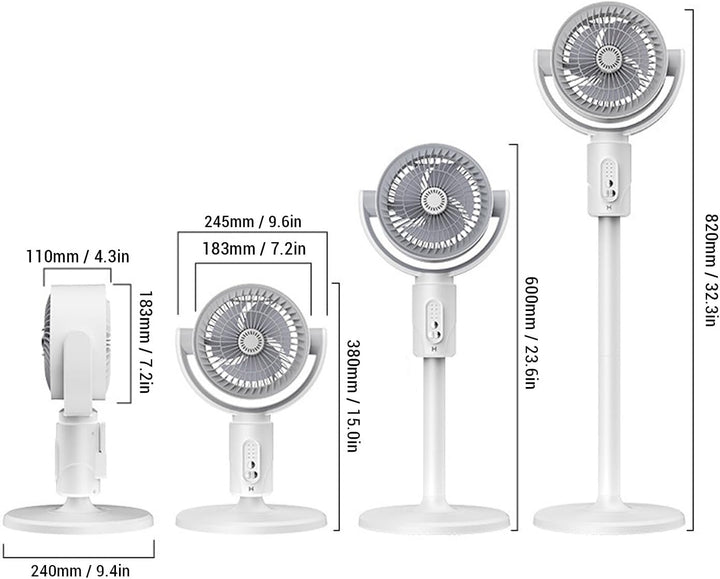 Fockety Ventilator für Schlafzimmer, 90°+180° Oszillierender Standventilator, Bodenventilatoren mit