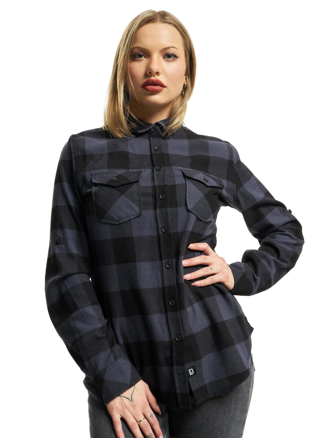 Brandit Herren Amy Flanell Shirt Girls S Schwarz/Grau, S Schwarz/Grau