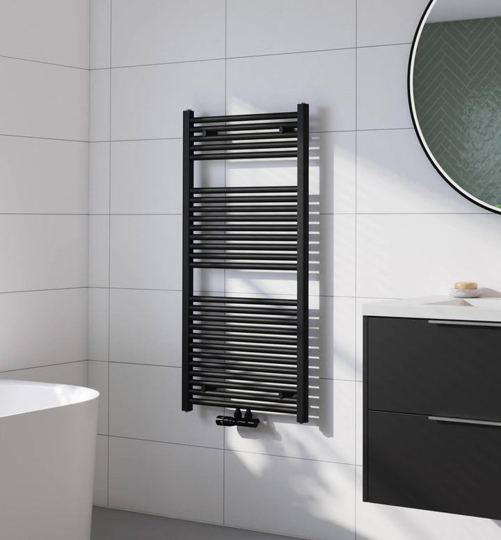 Badheizkörper Cole Matt Schwarz 60x120 cm 701W - Design Heizkörper Handtuchwärmer Handtuchtrockner H