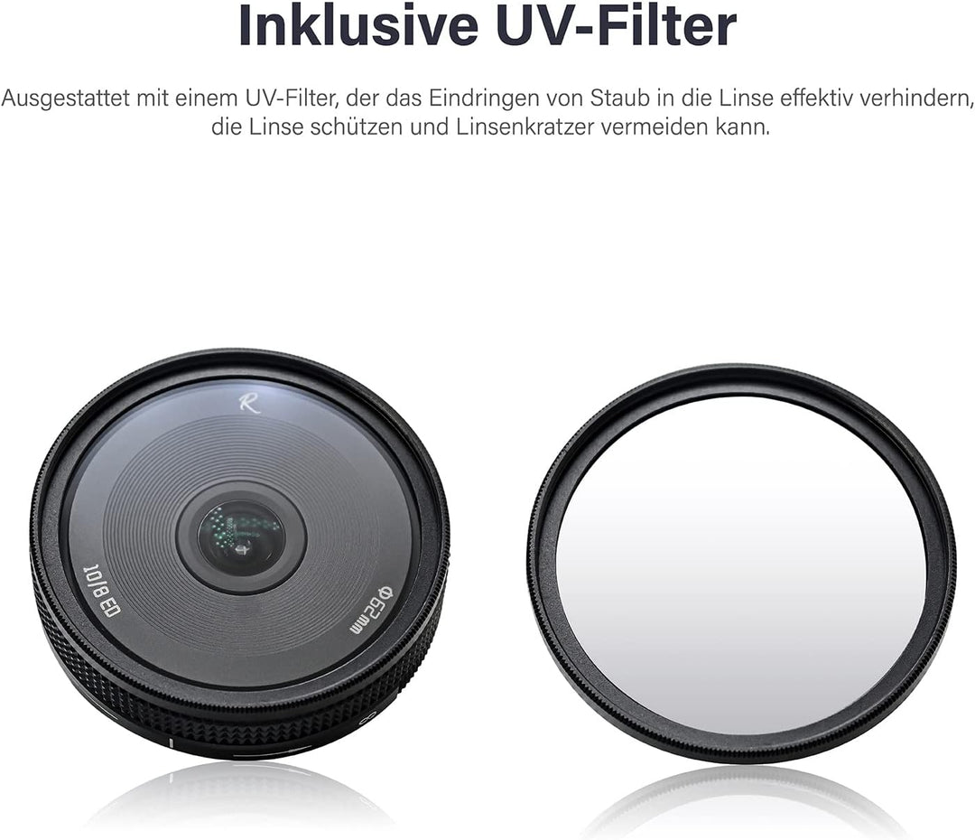 AstrHori 10 mm F8 II Ultraweitwinkel Fischaugenlinse Manuelles APS-C-Objektiv Kompatibel mit Panason