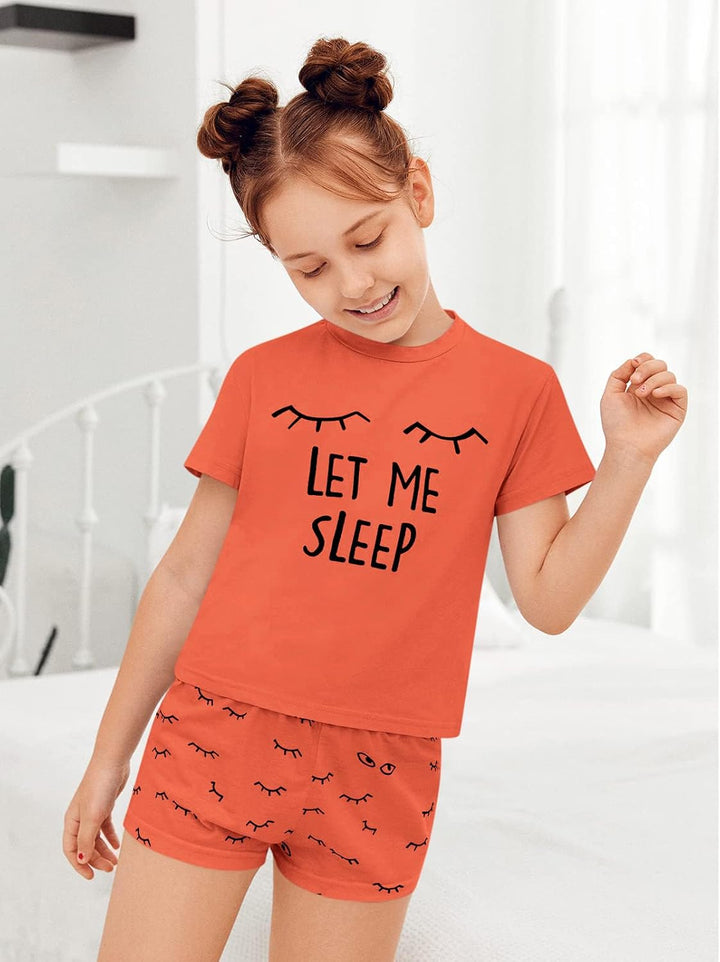 Haloumoning Mädchen Schlafanzüge Sommer Niedliche Shorts Set Bequem Kurzarm Cartoon bedrucktes Pyjam