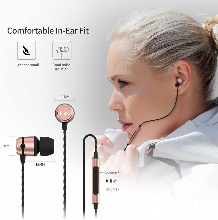 SoundMAGIC E50C Kabelgebundene Ohrhörer mit Mikrofon, In-Ear-HiFi-Kopfhörer, Gute geräuschisolierend