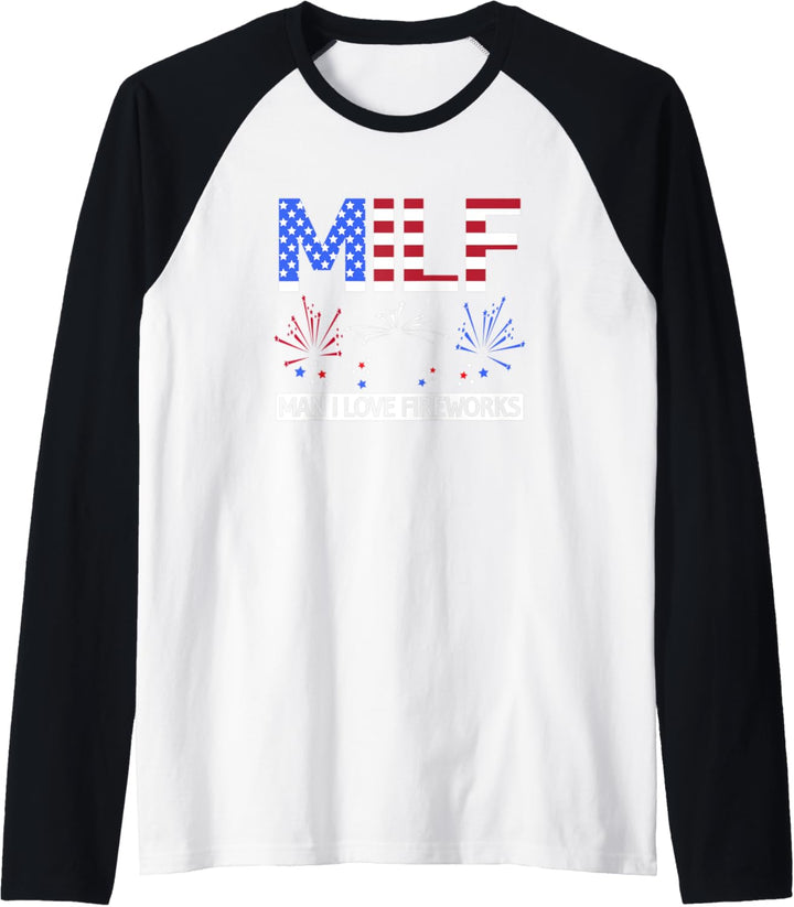 MILF Man I love Fireworks cool Feuerwerk Veteran USA Flagge Raglan