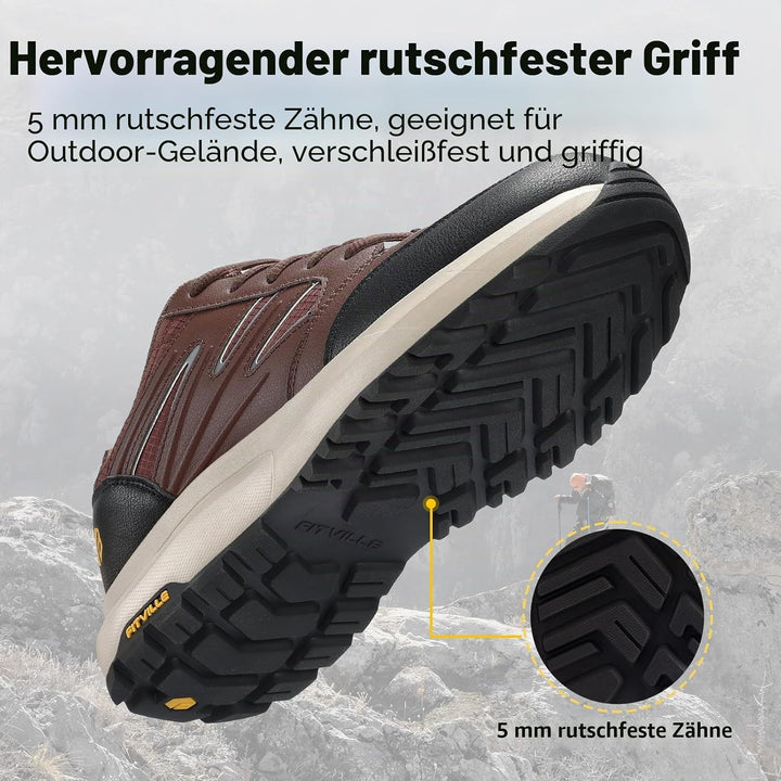 FitVille Extra weit Wanderschuhe Herren Wasserdicht Wanderhalbschuhe rutschfest Trekkingschuhe für a