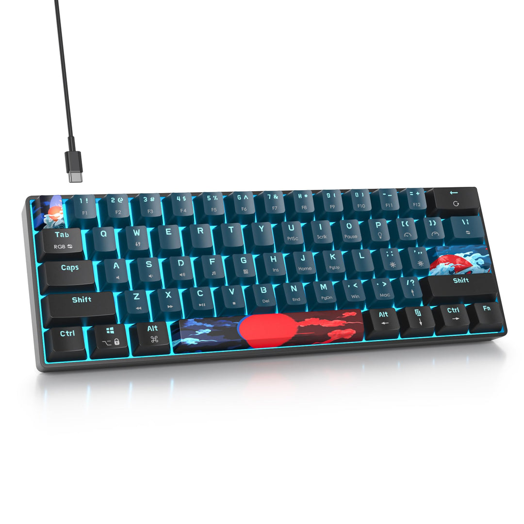 SbocKeeb Gaming Tastatur 60 Prozent, Wired RGB Mechanische Tastatur America QWERTY, Mini 61 Tasten U