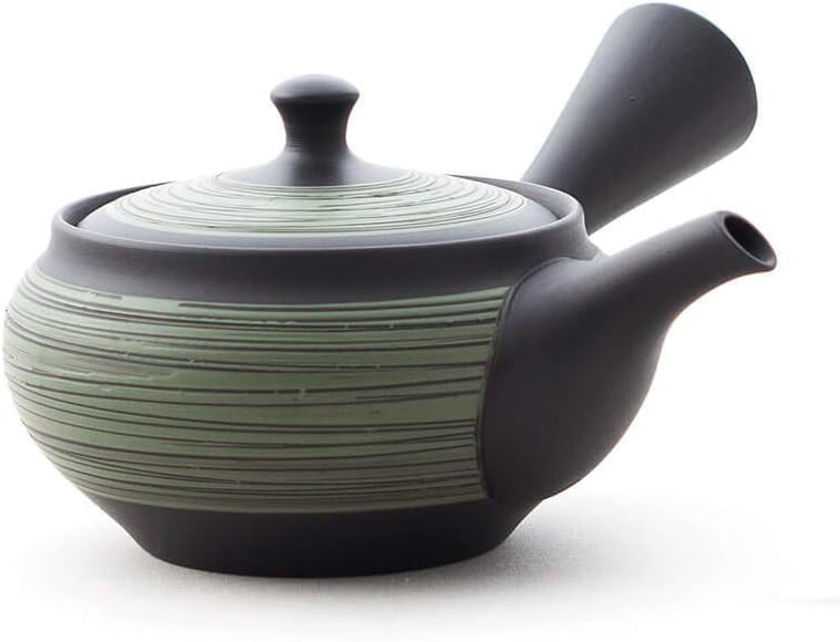 Original japanische Teekanne, Kyusu, mit 5 Becher: Nichiyobi. Integriertes Tee-Sieb aus Edelstahl. E