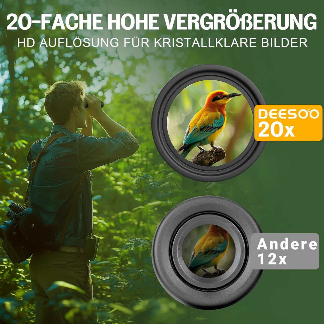 20x25 Kleines Fernglas Erwachsene und Kinder - Deesoo Kompakt Fernglas für Vogelbeobachtung Jagd - M