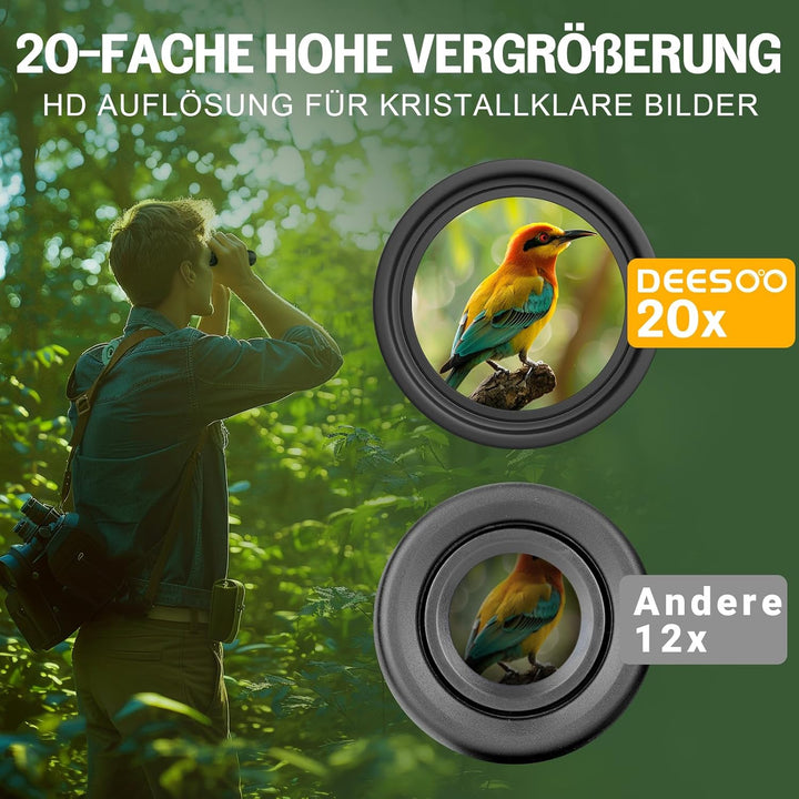 20x25 Kleines Fernglas Erwachsene und Kinder - Deesoo Kompakt Fernglas für Vogelbeobachtung Jagd - M